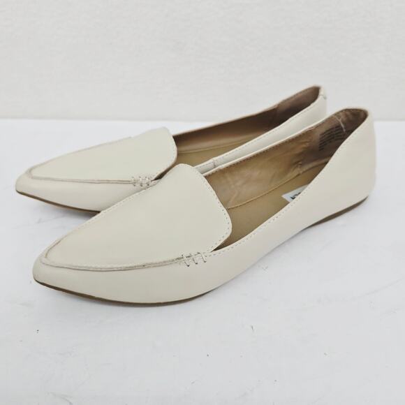 Steve Madden Feather Flats Mules Leather Beige 9 - Picture 2 of 7